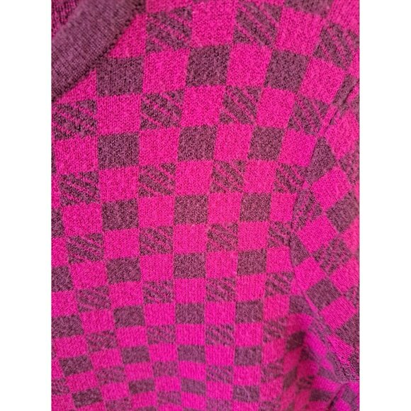 Wild Fable Womens Pink Burgundy Checkered Button-Front Crop Cardigan Sweater M - Picture 3 of 4